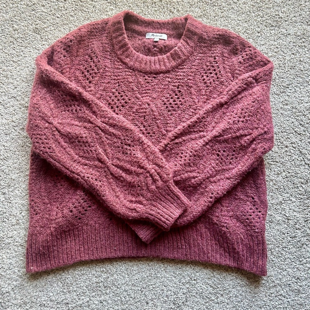 Madewell Women Open Knit Crewneck Sweater Size Medium